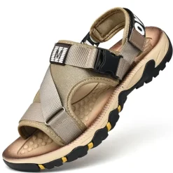 Men's Sandals Leather Sandals Beach Slippers Outdoor Hiking Sandals Sports Sandals Casual Beach Outdoor Daily Canvas Breathable Buckle Black Brown Khaki Summer Spring