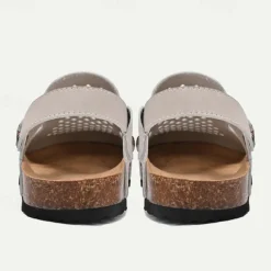 Men's Sandals Slippers & Flip-Flops Flat Sandals Microfiber Breathable Comfortable Slip Resistant Loafer Buckle Brown Beige