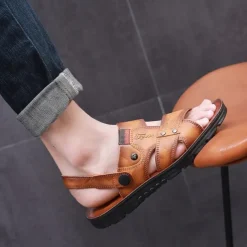 Men's Sandals Slippers Comfort Sandals Walking Casual Beach Daily Beach PVC Waterproof Breathable Comfortable Loafer Yellow Brown Summer