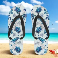 Men's Sea Turtle Printed Flip Flops – Beach Inspired & Comfortable Style for Beach Outings, Surfing & Tropical Vacations