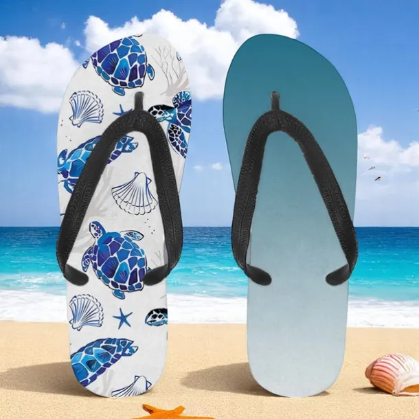 Men's Sea Turtle Printed Flip Flops – Beach Inspired & Comfortable Style for Beach Outings, Surfing & Tropical Vacations