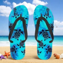 Men's Sea Turtle Printed Flip Flops – Beach Inspired & Comfortable Style for Beach Outings, Surfing & Tropical Vacations