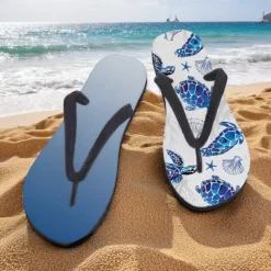Men's Sea Turtle Printed Flip Flops – Beach Inspired & Comfortable Style for Beach Outings, Surfing & Tropical Vacations