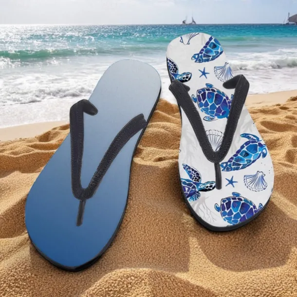 Men's Sea Turtle Printed Flip Flops – Beach Inspired & Comfortable Style for Beach Outings, Surfing & Tropical Vacations