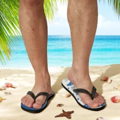 Men's Sea Turtle Printed Flip Flops – Beach Inspired & Comfortable Style for Beach Outings, Surfing & Tropical Vacations