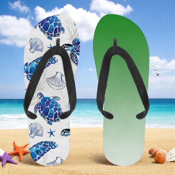 Men's Sea Turtle Printed Flip Flops – Beach Inspired & Comfortable Style for Beach Outings, Surfing & Tropical Vacations