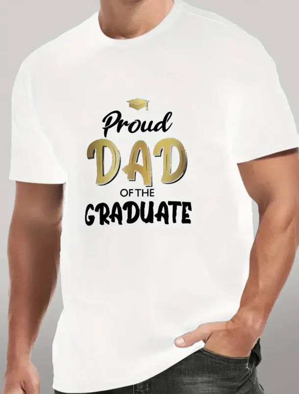 Men's Senior Tee Grad Tee Graduation Tee Tee Short Sleeve Crewneck Spring & Summer Letter Print Fashion Designer Print Vacation Street Going out White Black Grey Top Tee for Men