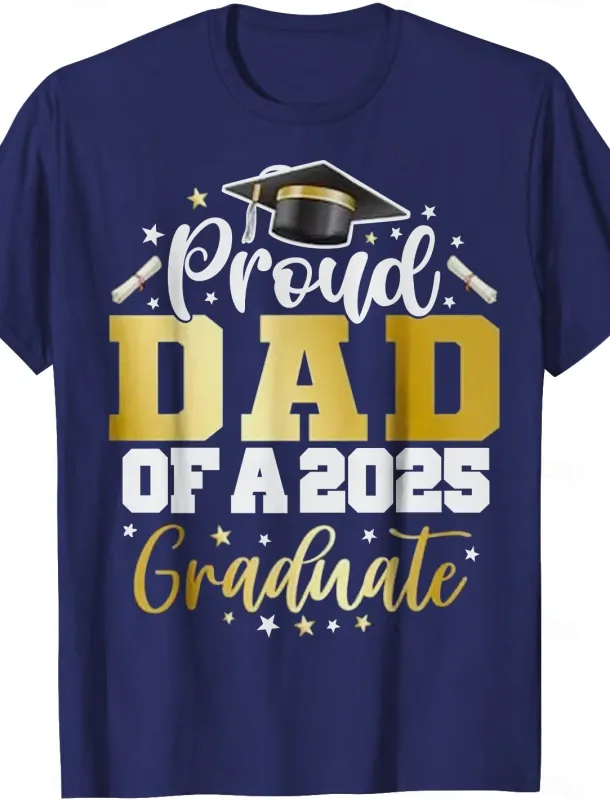 Men's Senior Tee Grad Tee Graduation Tee Tee Short Sleeve Crewneck Spring & Summer Letter Print Fashion Designer Print Vacation Street Going out Navy White Black Top Tee for Men