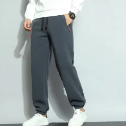 Men's Sherpa Athletic Pants Sweatpants Joggers Trousers Pocket Drawstring Elastic Waist Plain Comfort Warm Sports Outdoor Daily Fashion Casual ArmyGreen Black Micro-elastic