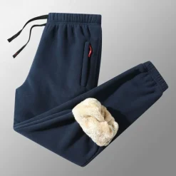 Men's Sherpa Athletic Pants Sweatpants Joggers Trousers Pocket Drawstring Elastic Waist Plain Comfort Warm Sports Outdoor Daily Fashion Casual ArmyGreen Black Micro-elastic