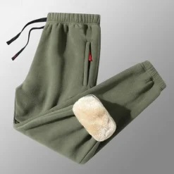 Men's Sherpa Athletic Pants Sweatpants Joggers Trousers Pocket Drawstring Elastic Waist Plain Comfort Warm Sports Outdoor Daily Fashion Casual ArmyGreen Black Micro-elastic
