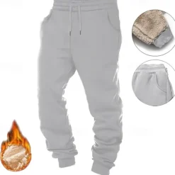Men's Sherpa Fleece Pants Sweatpants Joggers Trousers Drawstring Elastic Waist Plain Comfort Warm Full Length Outdoor Casual Daily Sports Fashion Black Grey