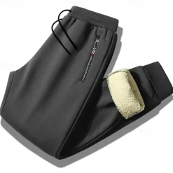 Men's Sherpa Fleece Pants Sweatpants Joggers Winter Pants Pocket Letter Warm Daily Leisure Sports Going out Streetwear Casual Black Black Straight Leg Micro-elastic