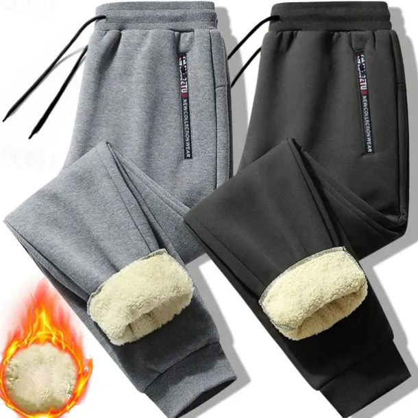 Men's Sherpa Fleece Pants Sweatpants Joggers Winter Pants Pocket Letter Warm Daily Leisure Sports Going out Streetwear Casual Black Black Straight Leg Micro-elastic