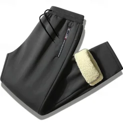 Men's Sherpa Fleece Pants Sweatpants Joggers Winter Pants Pocket Letter Warm Daily Leisure Sports Going out Streetwear Casual Black Black Straight Leg Micro-elastic