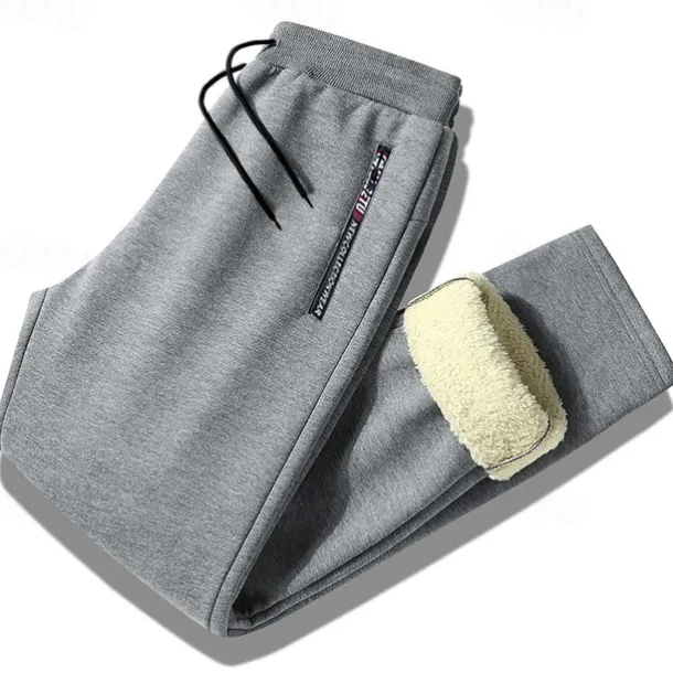 Men's Sherpa Fleece Pants Sweatpants Joggers Winter Pants Pocket Letter Warm Daily Leisure Sports Going out Streetwear Casual Black Black Straight Leg Micro-elastic