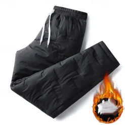 Men's Sherpa Fleece Pants Sweatpants Joggers Trousers Pocket Drawstring Elastic Waist Plain Comfort Warm Sports Outdoor Daily Fashion Casual Black 1# Black Micro-elastic