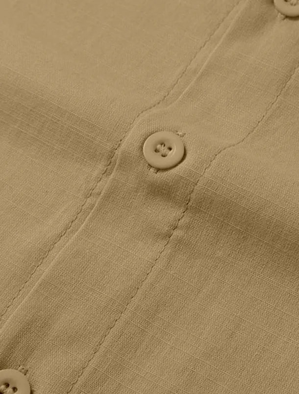 Men's Shirt Band Collar Shirt Summer Shirt Beach Wear Button Up Shirt Casual Shirt Black White Pink Army Green Long Sleeve Solid Color Collar Party Hawaiian Clothing Apparel