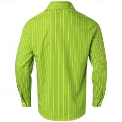 Men's Shirt Button Up Shirt Casual Shirt Summer Shirt Pink Blue Green Long Sleeve Stripes Lapel Hawaiian Holiday Button-Down Clothing Apparel Fashion Casual Comfortable