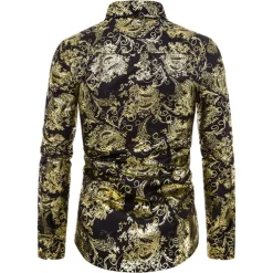 Men's Shirt Casual Shirt Prom Shirt Tuxedo Shirts Holiday Party Casual Black Blue Gold Long Sleeve Classic Collar All Seasons Clothing Apparel Color Block