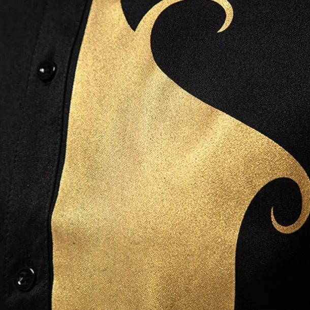 Men's Shirt Casual Shirt Tuxedo Shirts Bronzing Date Casual Daily Black White Blue Long Sleeve Lapel Spring & Fall Clothing Apparel