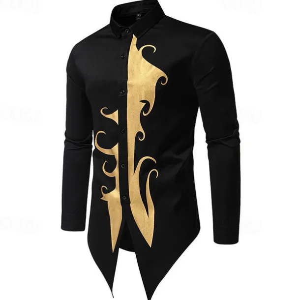 Men's Shirt Casual Shirt Tuxedo Shirts Bronzing Date Casual Daily Black White Blue Long Sleeve Lapel Spring & Fall Clothing Apparel