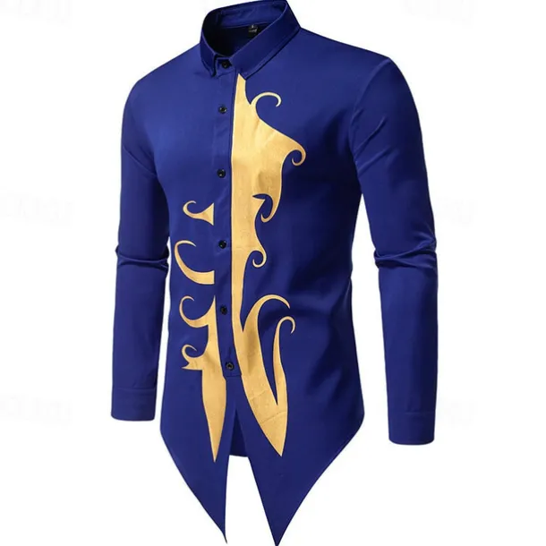 Men's Shirt Casual Shirt Tuxedo Shirts Bronzing Date Casual Daily Black White Blue Long Sleeve Lapel Spring & Fall Clothing Apparel