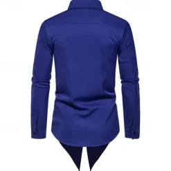 Men's Shirt Casual Shirt Tuxedo Shirts Bronzing Date Casual Daily Black White Blue Long Sleeve Lapel Spring & Fall Clothing Apparel