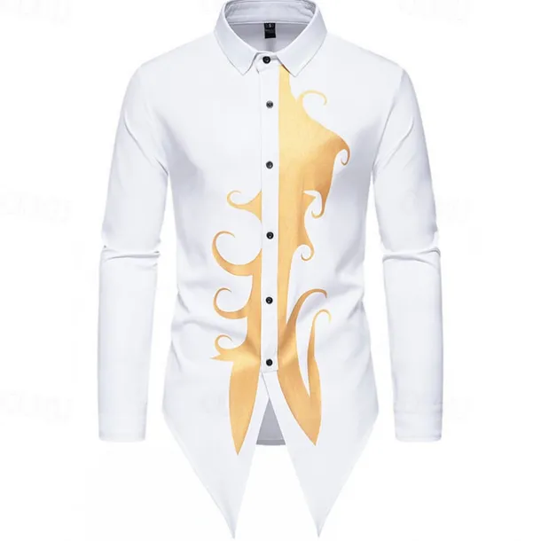 Men's Shirt Casual Shirt Tuxedo Shirts Bronzing Date Casual Daily Black White Blue Long Sleeve Lapel Spring & Fall Clothing Apparel