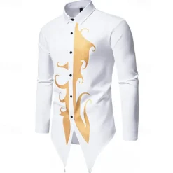 Men's Shirt Casual Shirt Tuxedo Shirts Bronzing Date Casual Daily Black White Blue Long Sleeve Lapel Spring & Fall Clothing Apparel