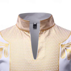 Men's Shirt Casual Shirt Tuxedo Shirts Bronzing Stage Party / Cocktail Black White Red Navy Blue Long Sleeve Stand Collar Spring & Fall Clothing Apparel