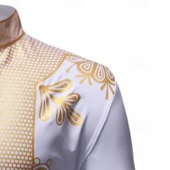 Men's Shirt Casual Shirt Tuxedo Shirts Bronzing Stage Party / Cocktail Black White Red Navy Blue Long Sleeve Stand Collar Spring & Fall Clothing Apparel