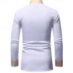 Men's Shirt Casual Shirt Tuxedo Shirts Bronzing Stage Party / Cocktail Black White Red Navy Blue Long Sleeve Stand Collar Spring & Fall Clothing Apparel