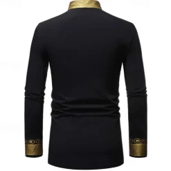 Men's Shirt Casual Shirt Tuxedo Shirts Bronzing Stage Party / Cocktail Black White Red Navy Blue Long Sleeve Stand Collar Spring & Fall Clothing Apparel