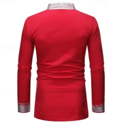 Men's Shirt Casual Shirt Tuxedo Shirts Bronzing Stage Party / Cocktail Black White Red Navy Blue Long Sleeve Stand Collar Spring & Fall Clothing Apparel