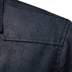 Men's Shirt Chambray Shirt Calico Shirt Button Up Shirt Casual Shirt Denim Shirt Denim Blue Black Dark Navy Blue Long Sleeve Plain Collar Daily Vacation Clothing Apparel Cotton Fashion Casual