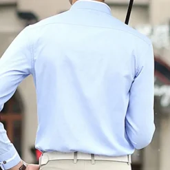 Men's Shirt Chinese Collar Shirt Mandarin Collar Shirt Dress Shirt Button Up Shirt Plain Wedding Party Pink Blue Sky Blue Dark Gray Long Sleeve Grandad Collar Spring & Fall Clothing Apparel Patchwork