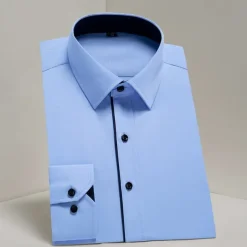 Men's Shirt Dress Shirt Button Up Shirt Plain Wedding Party White Light Green Pink Blue Long Sleeve Lapel Spring Fall Clothing Apparel Pocket