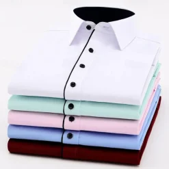 Men's Shirt Dress Shirt Button Up Shirt Plain Wedding Party White Light Green Pink Blue Long Sleeve Lapel Spring Fall Clothing Apparel Pocket