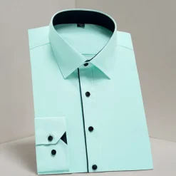 Men's Shirt Dress Shirt Button Up Shirt Plain Wedding Party White Light Green Pink Blue Long Sleeve Lapel Spring Fall Clothing Apparel Pocket