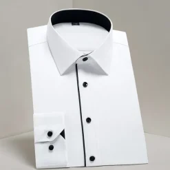 Men's Shirt Dress Shirt Button Up Shirt Plain Wedding Party White Light Green Pink Blue Long Sleeve Lapel Spring Fall Clothing Apparel Pocket