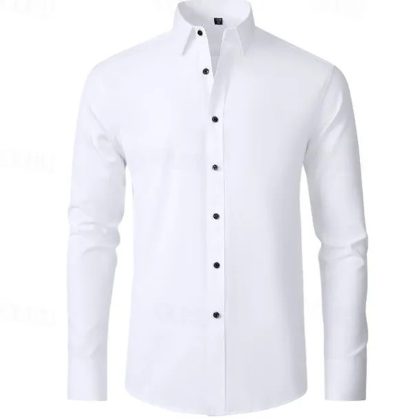 Men's Shirt Dress Shirt Button Up Shirt Plain Wedding Party Black White Pink Wine Long Sleeve Lapel Spring & Fall Clothing Apparel