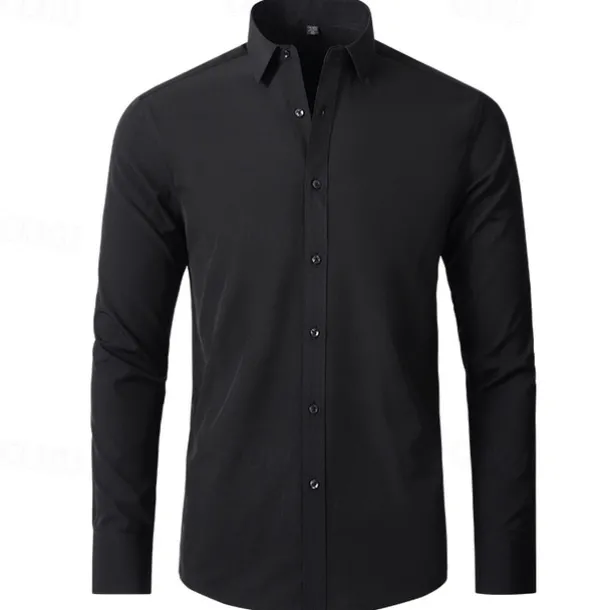 Men's Shirt Dress Shirt Button Up Shirt Plain Wedding Party Black White Pink Wine Long Sleeve Lapel Spring & Fall Clothing Apparel