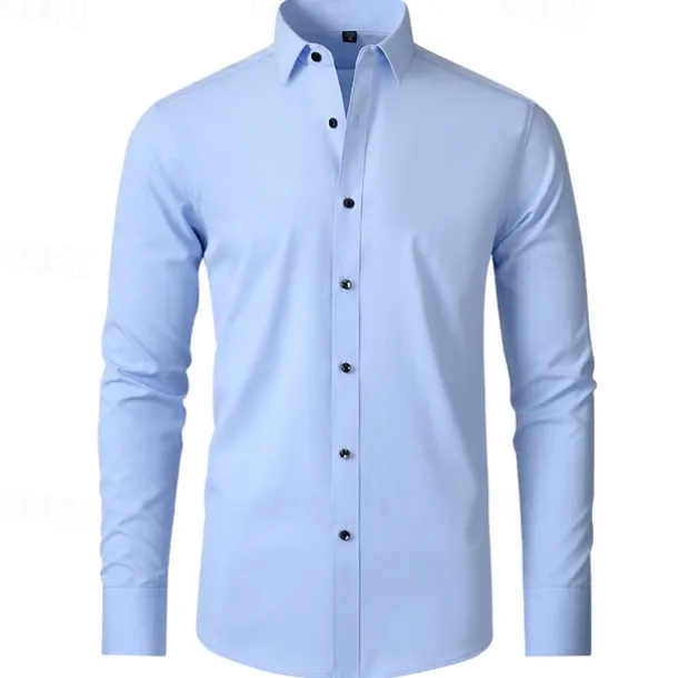 Men's Shirt Dress Shirt Button Up Shirt Plain Wedding Party Black White Pink Wine Long Sleeve Lapel Spring & Fall Clothing Apparel