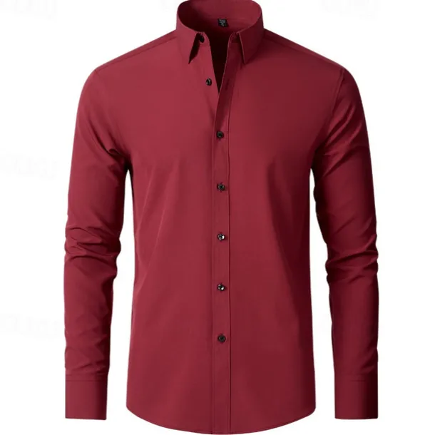 Men's Shirt Dress Shirt Button Up Shirt Plain Wedding Party Black White Pink Wine Long Sleeve Lapel Spring & Fall Clothing Apparel