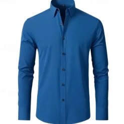 Men's Shirt Dress Shirt Button Up Shirt Plain Wedding Party Black White Pink Wine Long Sleeve Lapel Spring & Fall Clothing Apparel