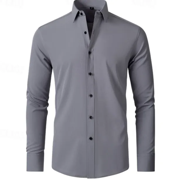 Men's Shirt Dress Shirt Button Up Shirt Plain Wedding Party Black White Pink Wine Long Sleeve Lapel Spring & Fall Clothing Apparel