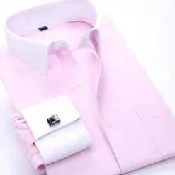 Men's Shirt Dress Shirt French Cuff Shirt Blue Yellow Pink Purple Long Sleeve Collar Wedding Business Smart Casual Clothing Apparel