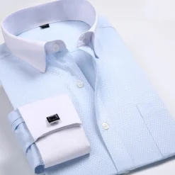 Men's Shirt Dress Shirt French Cuff Shirt Blue Yellow Pink Purple Long Sleeve Collar Wedding Business Smart Casual Clothing Apparel