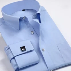 Men's Shirt Dress Shirt French Cuff Shirt Blue Yellow Pink Purple Long Sleeve Collar Wedding Business Smart Casual Clothing Apparel
